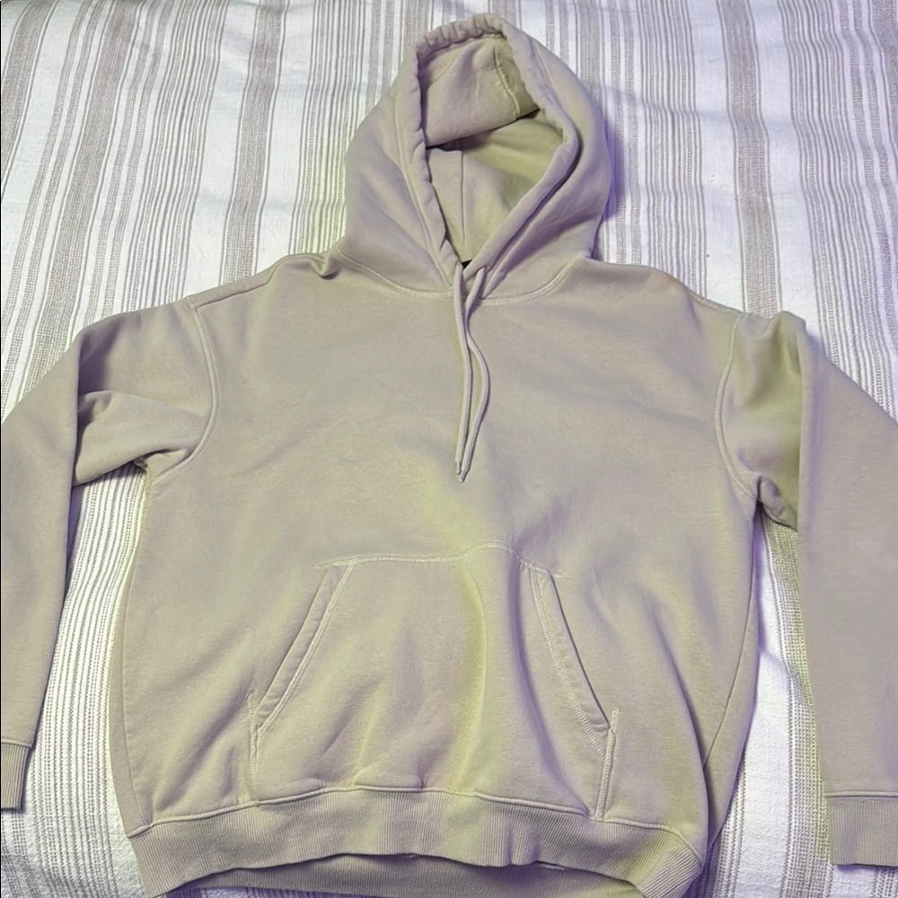 H&M Cream Sweater with Hood and Ribbed Cuffs